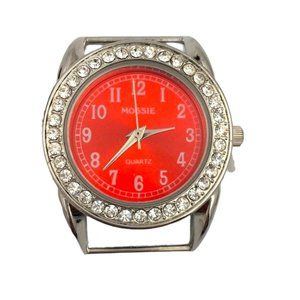 Mossie Round Red w/ Faux Diamonds Art Deco Face Watch